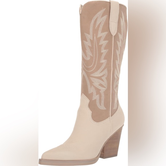 Cream and tan cowgirl boots - Picture 3 of 5